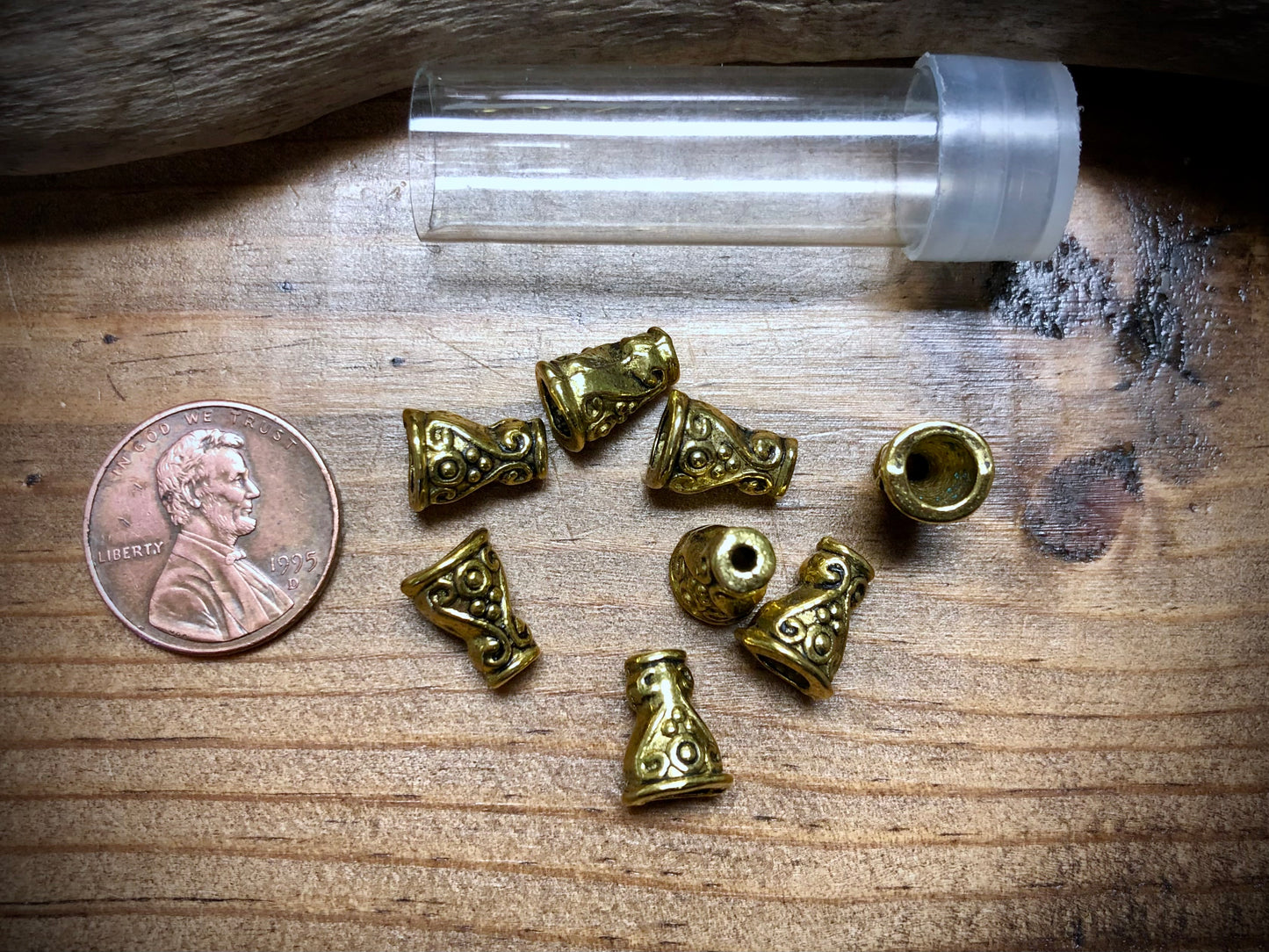 Gold Tone Pewter Spacers Set - 8mm x 10mm Design Cones