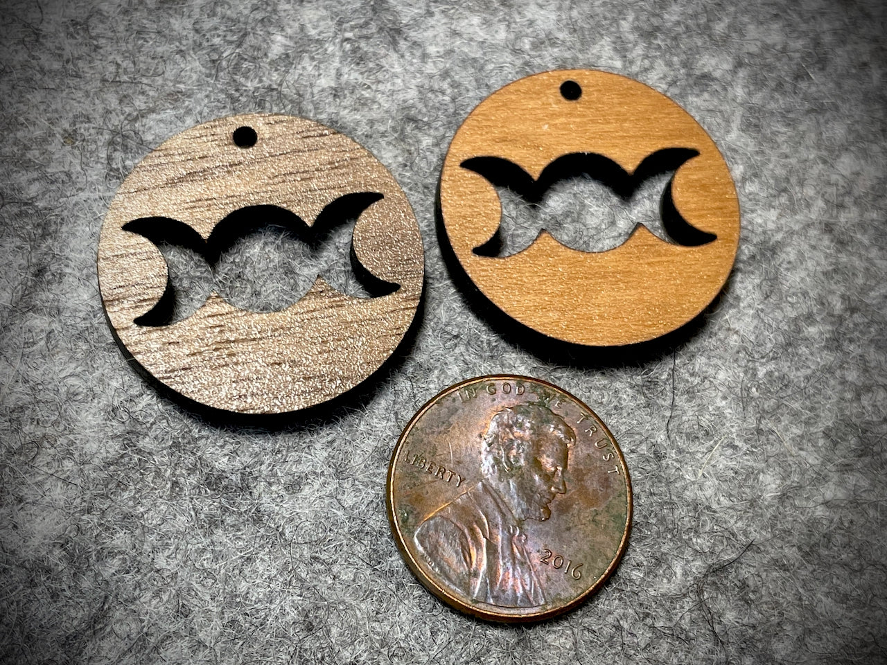Mini Wooden Pendant/Charm—Triple Goddess Cut-Out