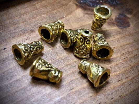 Gold Tone Pewter Spacers Set - 8mm x 10mm Design Cones