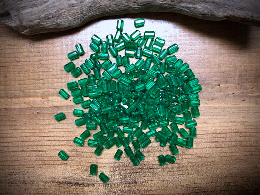 Vintage Plastic Green Octagon Tube Bead Lot