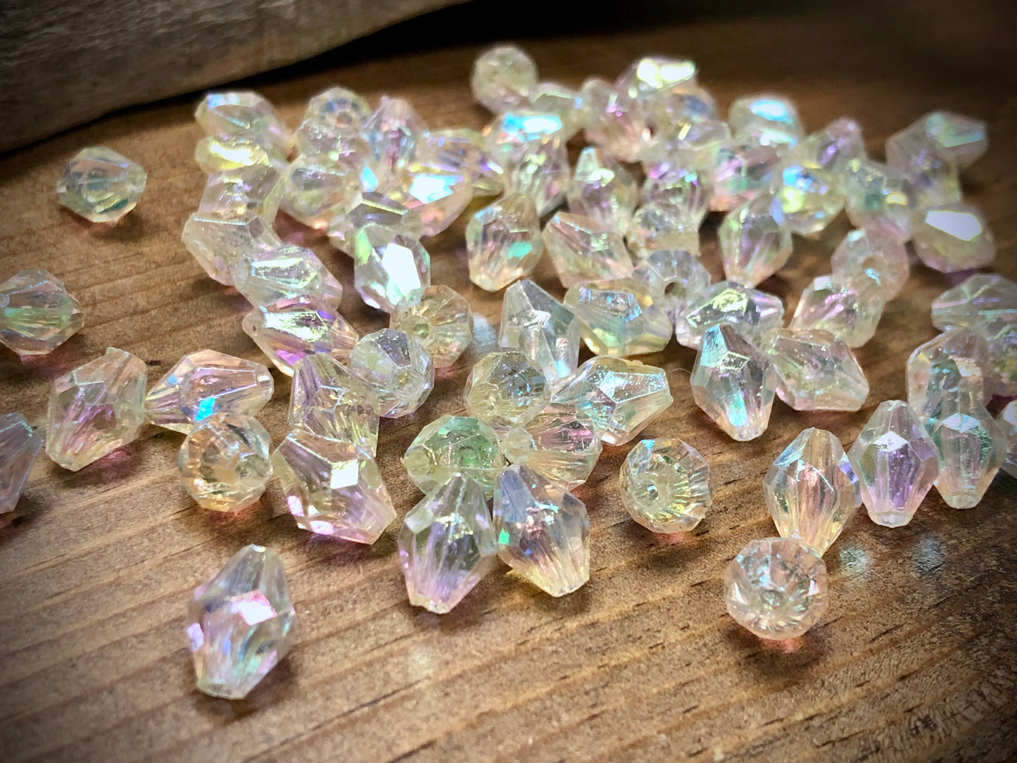 Plastic Crystal Aurora Borealis Bead Lot - 12mm x 8mm