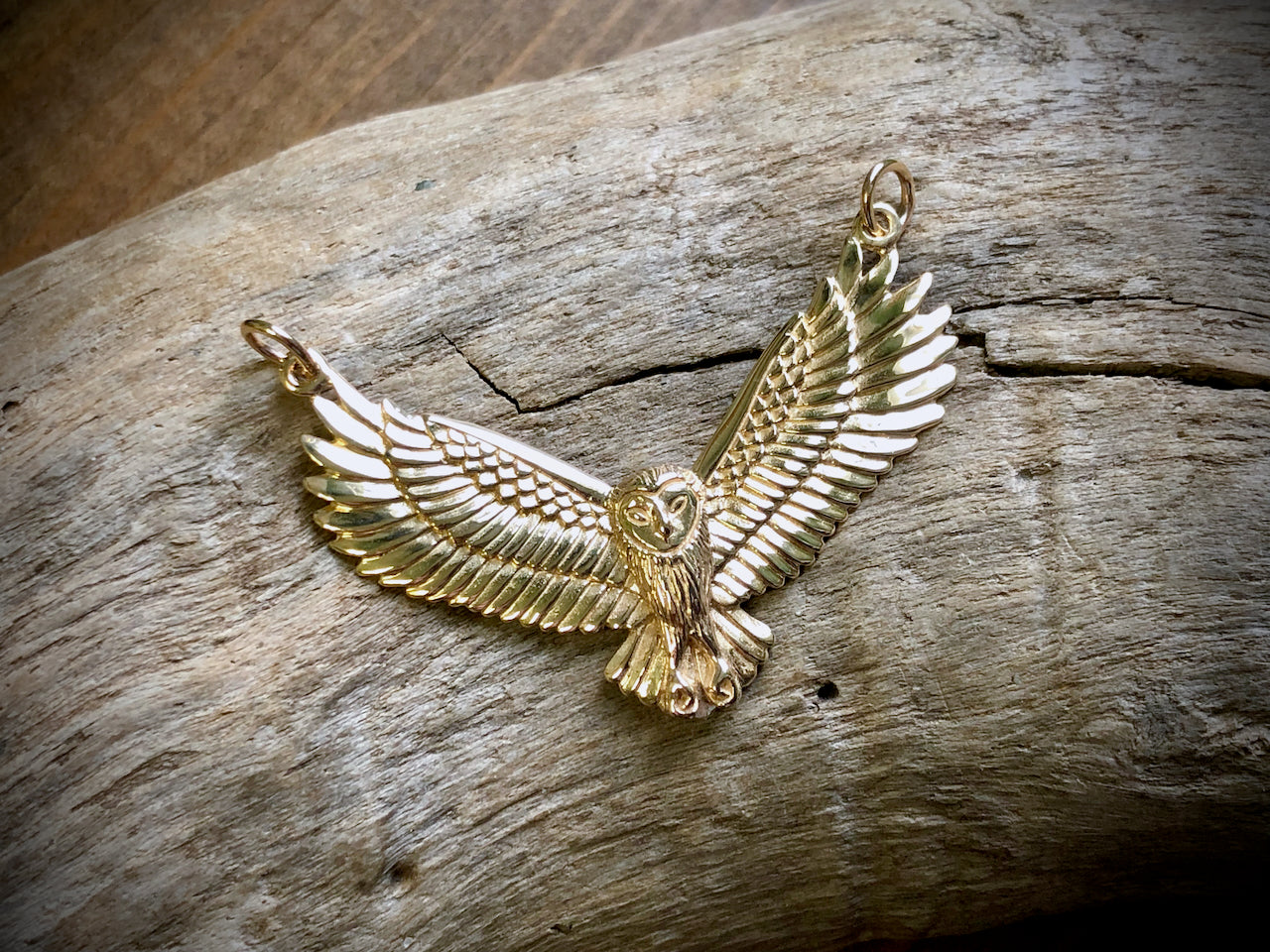 Bronze Flying Owl Pendant