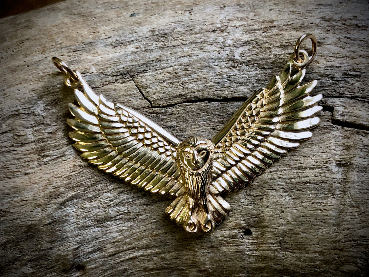 Bronze Flying Owl Pendant