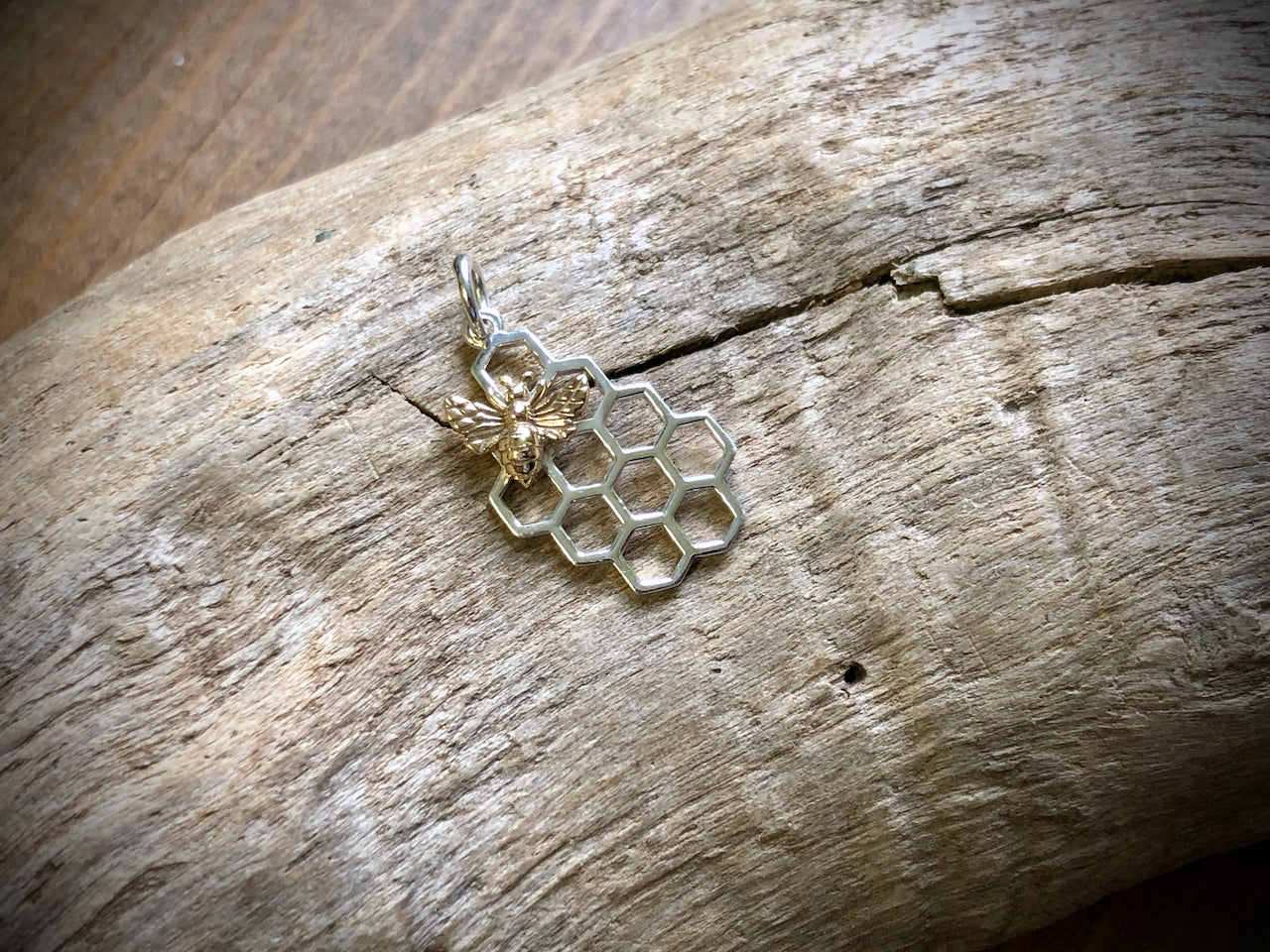 Sterling Honeycomb w/ Bronze Bee