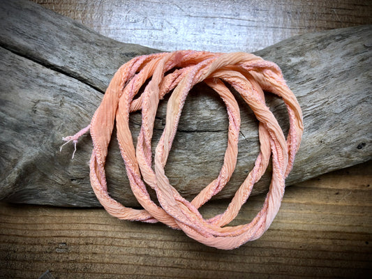 Side-Stitched Silk Ribbon - Peach