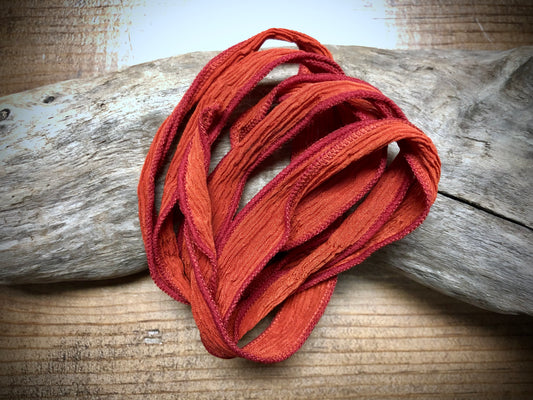 Side-Stitched Silk Ribbon - Rust