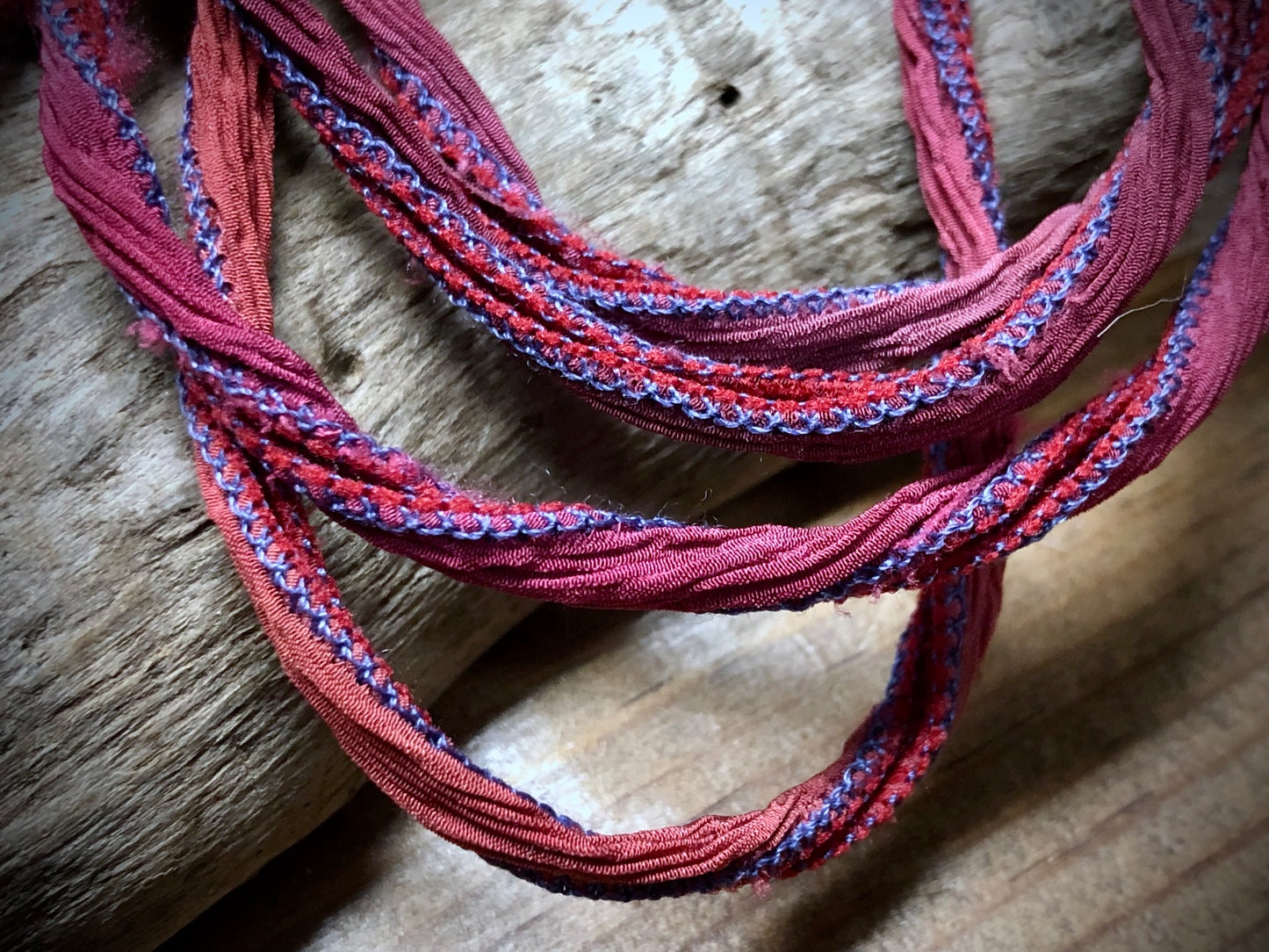 Side-Stitched Silk Ribbon - Mixed Berry