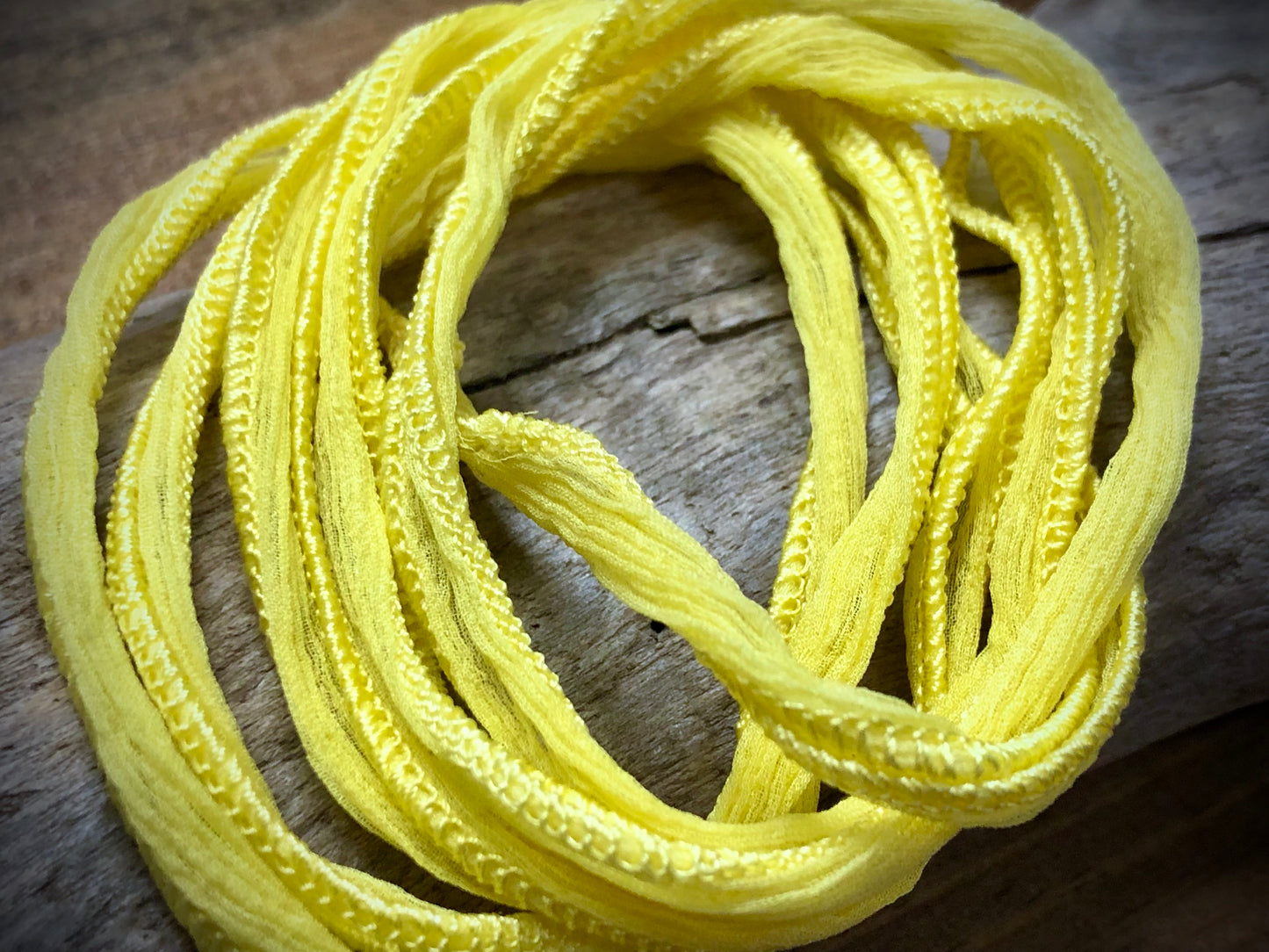 Side-Stitched Silk Ribbon - Buttercup Yellow