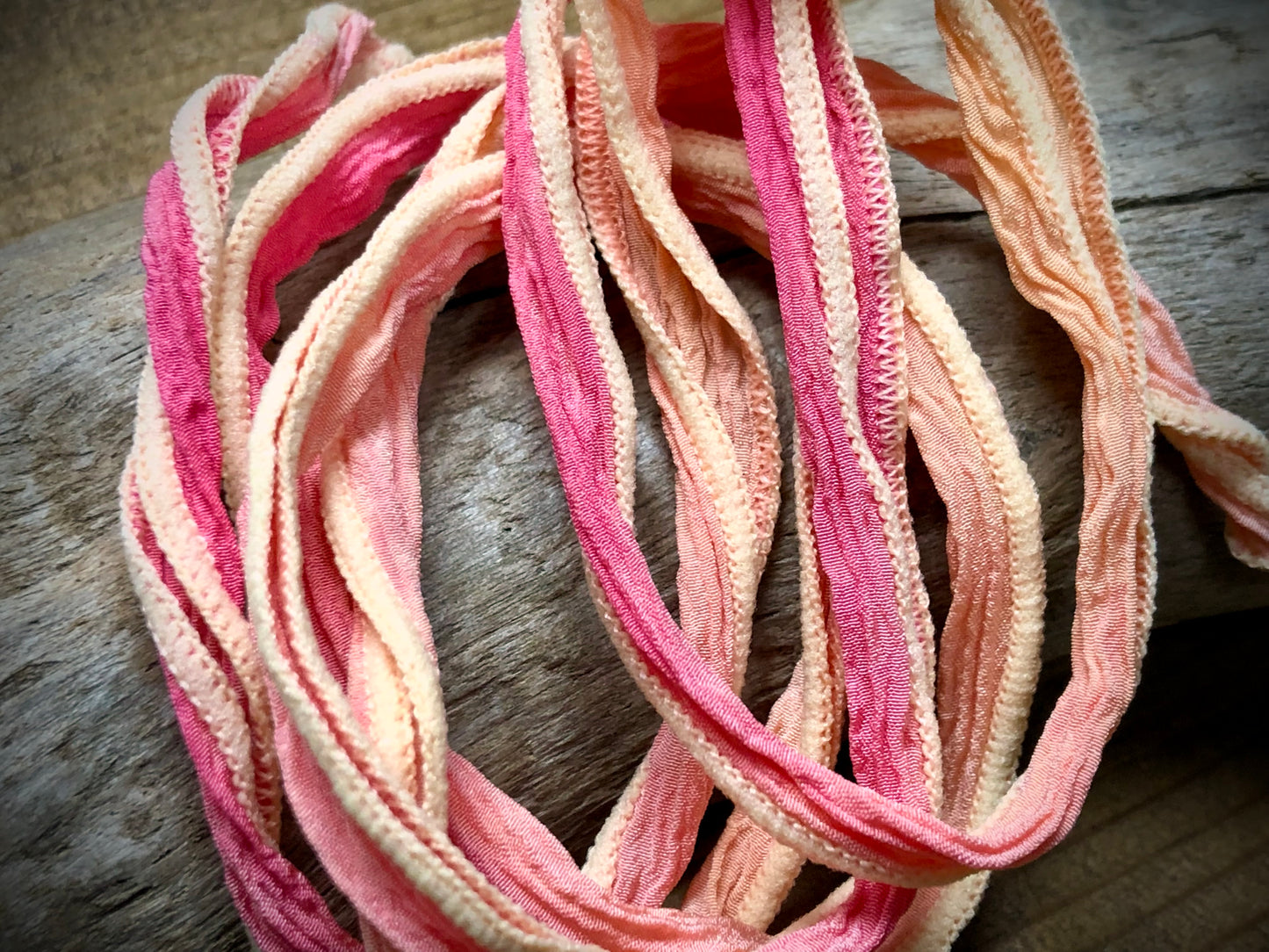 Side-Stitched Silk Ribbon - Sherbet Ombre