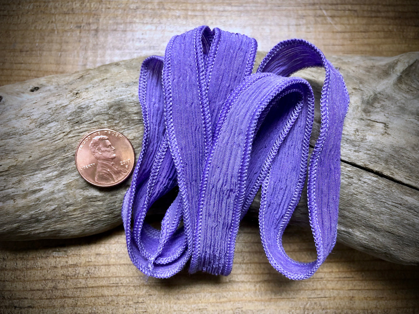 Side-Stitched Silk Ribbon - Amethyst