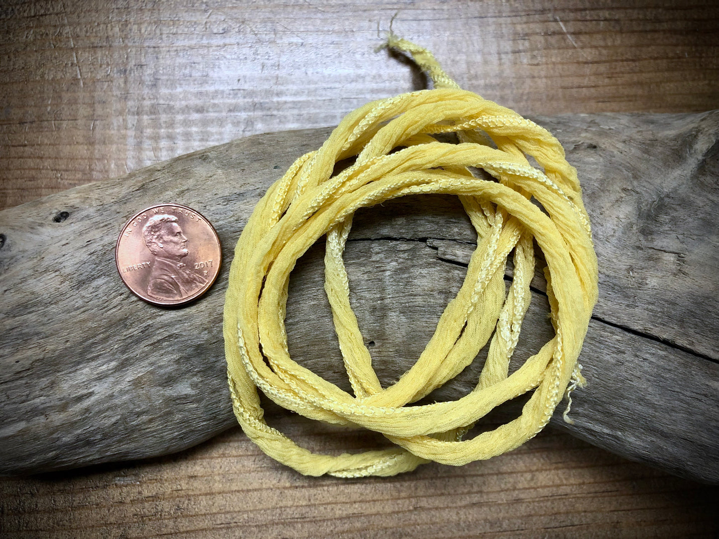 Side-Stitched Silk Ribbon - Daffodil Yellow