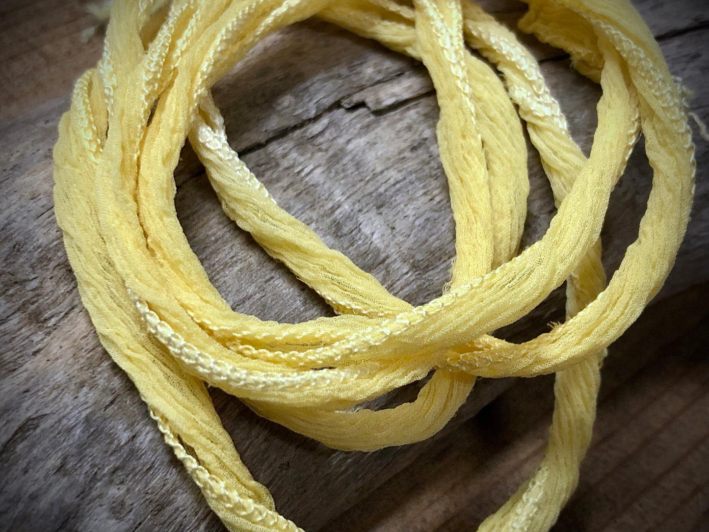 Side-Stitched Silk Ribbon - Daffodil Yellow