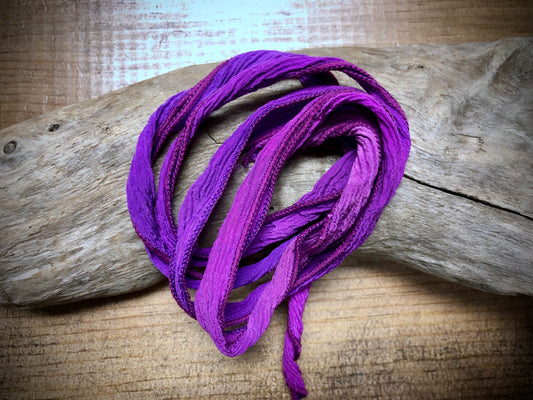 Side-Stitched Silk Ribbon - Fuchsia-Purple Ombre