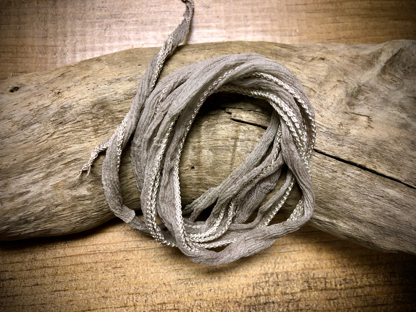 Side-Stitched Silk Ribbon - Taupe