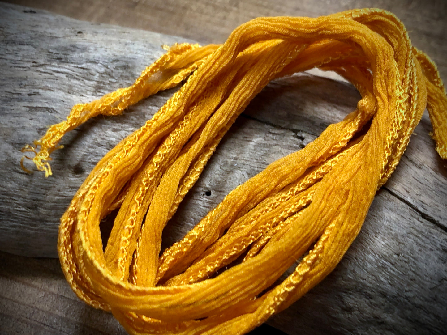 Side-Stitched Silk Ribbon - Mandarin Orange