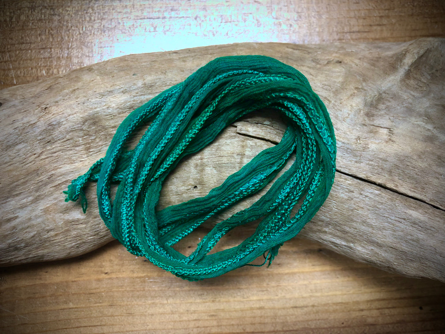 Side-Stitched Silk Ribbon - Bright Teal