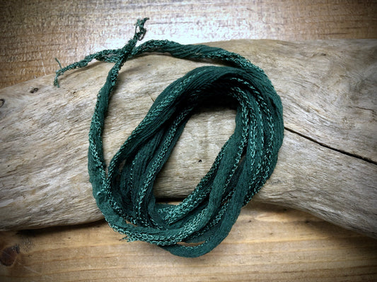 Side-Stitched Silk Ribbon - Forest Green