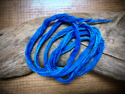Side-Stitched Silk Ribbon - Bright Blue