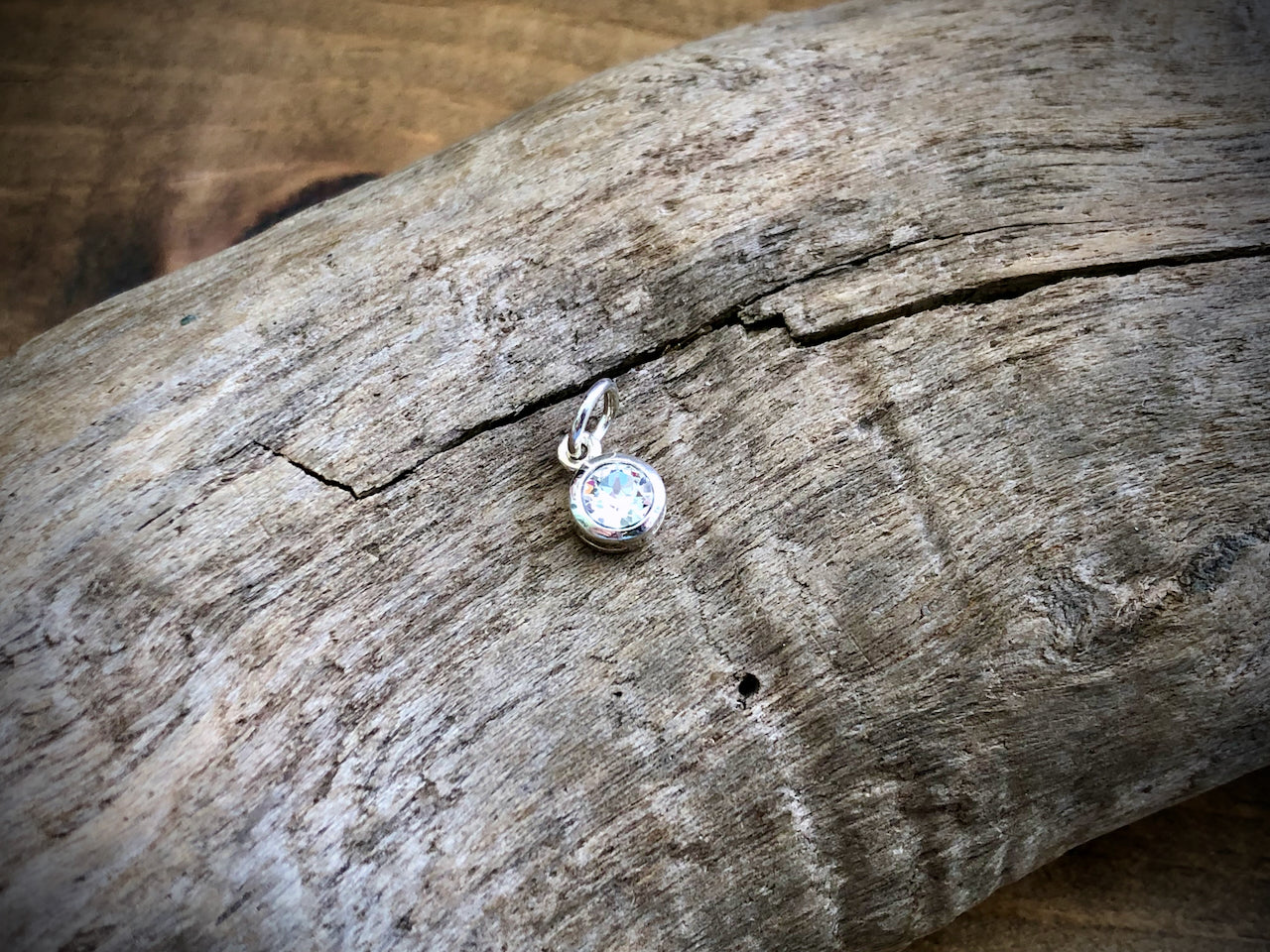 Silver Swarovski Crystal Birthstone Charm - April