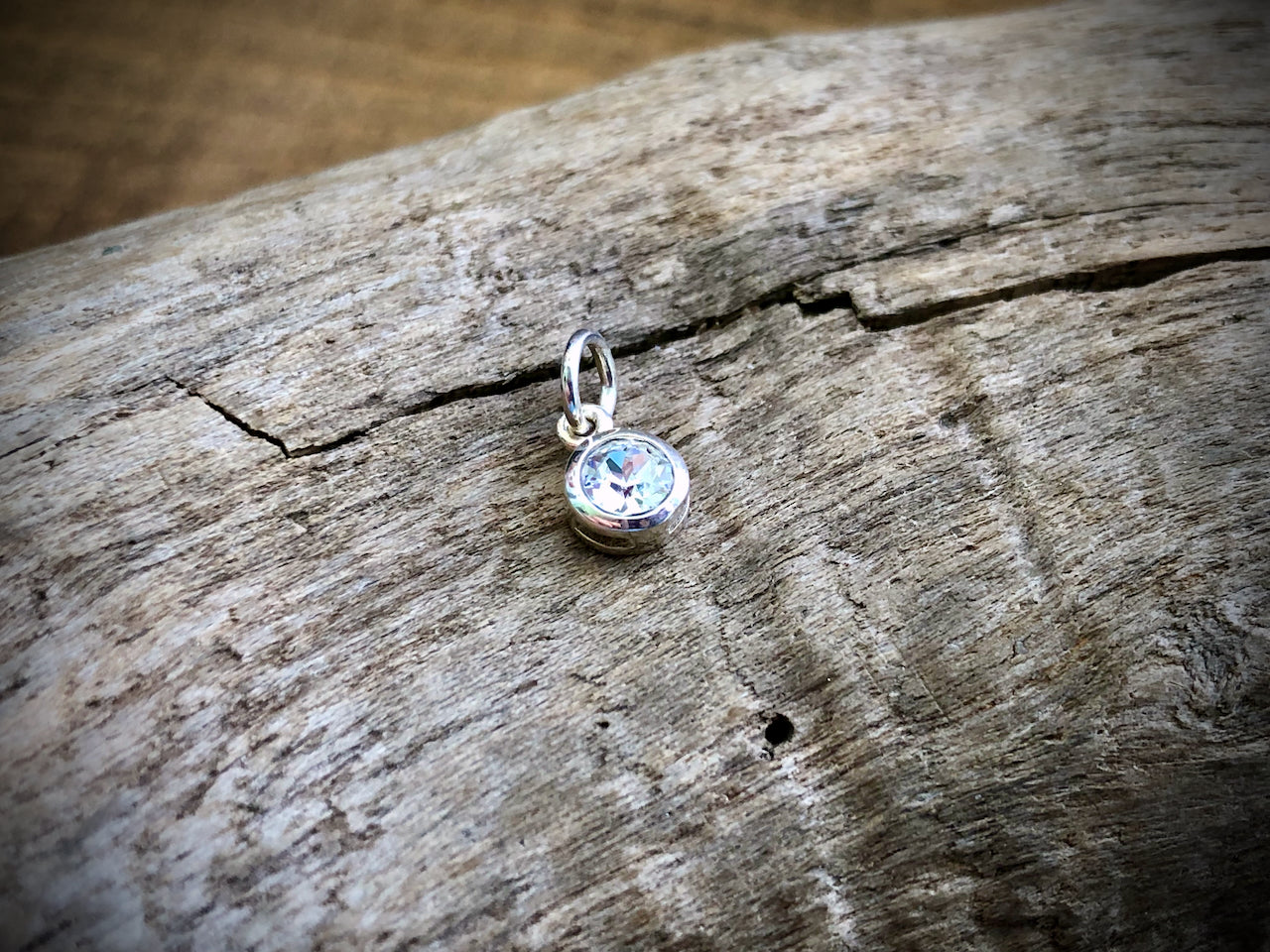 Silver Swarovski Crystal Birthstone Charm - April