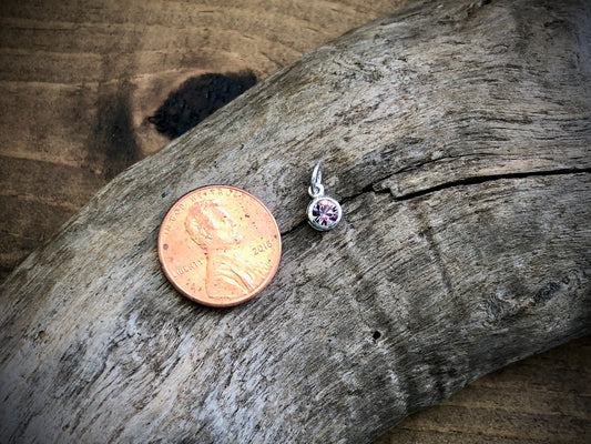 Silver Swarovski Crystal Birthstone Charm - June