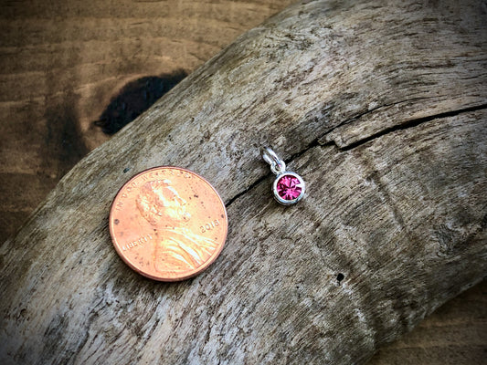 Silver Swarovski Crystal Birthstone Charm - October