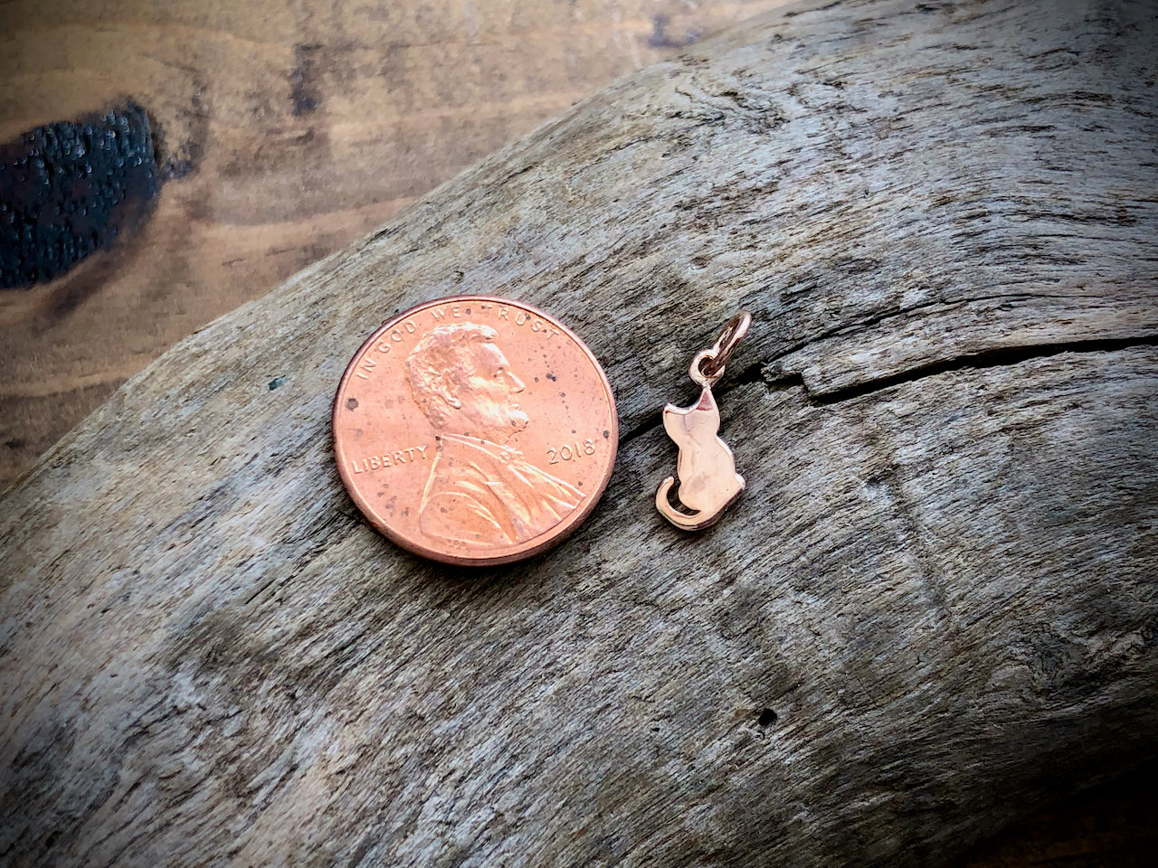 18K Rose Gold Plated Tiny Cat Charm