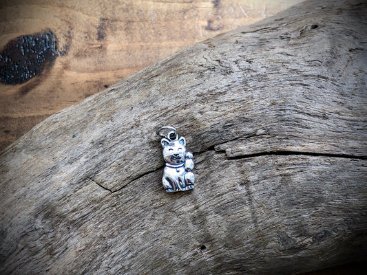 Sterling Lucky Cat Charm