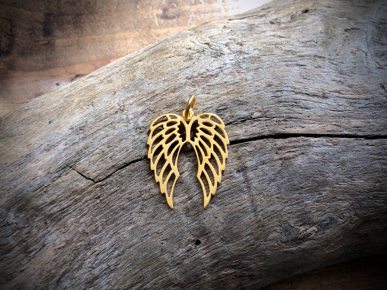 Gold Plated Bronze Open Work Double Wing Charm