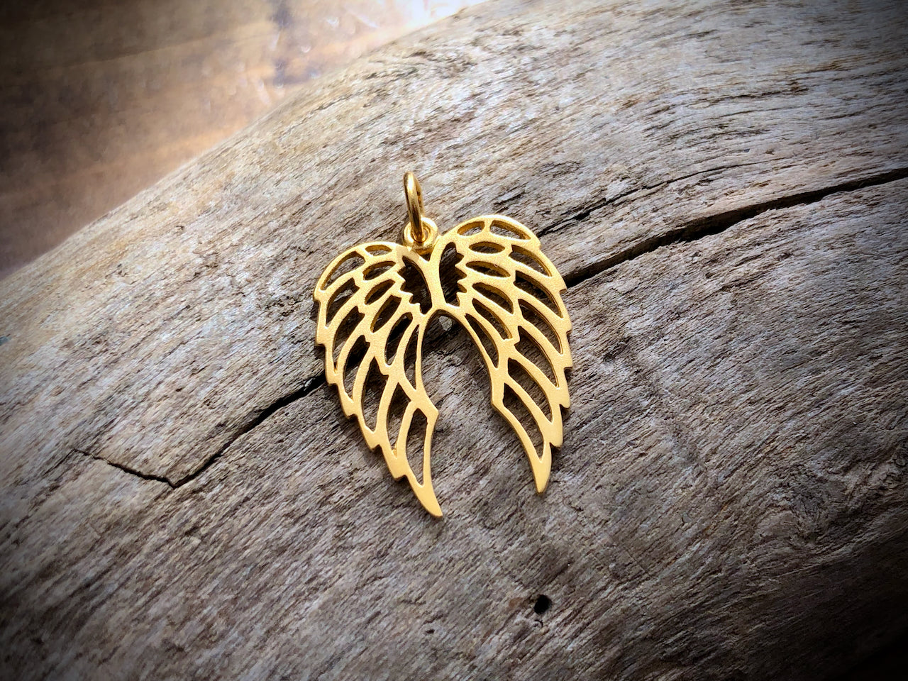 Gold Plated Bronze Open Work Double Wing Charm