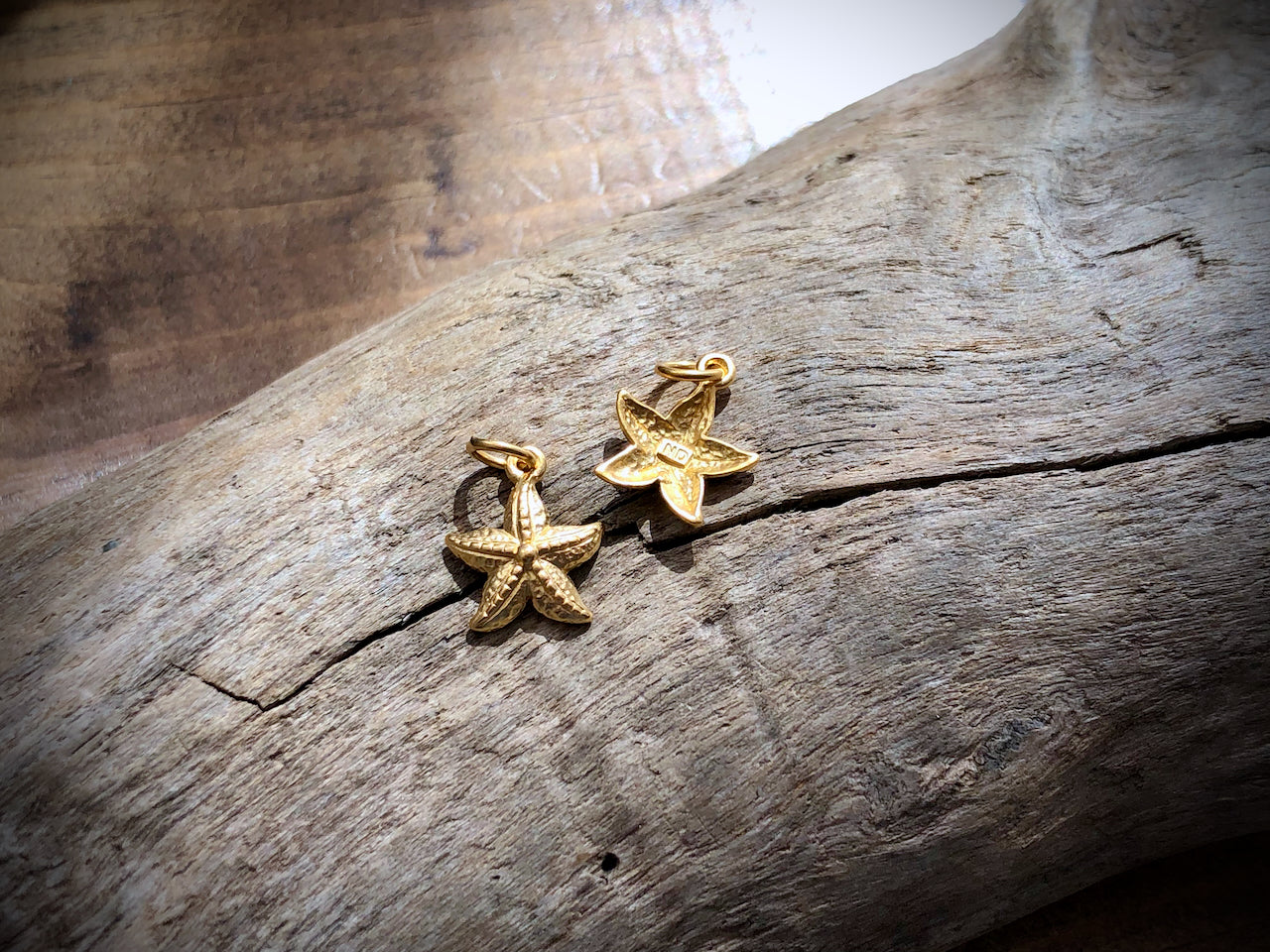 Gold Plated Bronze Textured Starfish Charm