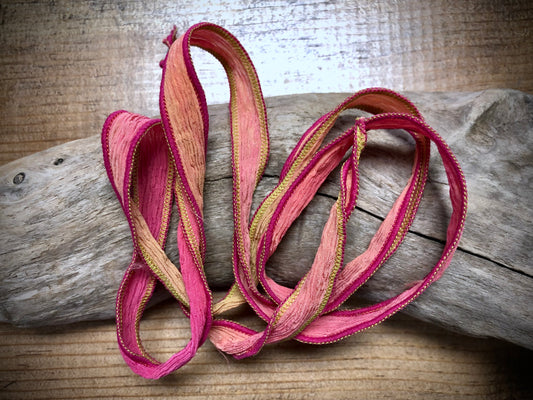 Side-Stitched Silk Ribbon - Desert Rose Ombre