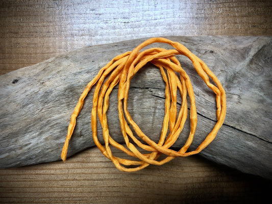 Tubular Stitched Silk Ribbon - Orange