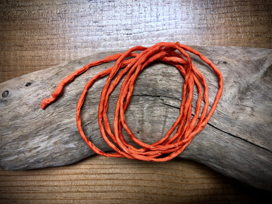 Tubular Stitched Silk Ribbon - Burnt Orange