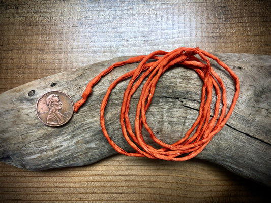 Tubular Stitched Silk Ribbon - Burnt Orange