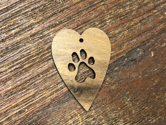 Wooden Pendant—Heart Paw Cut-Out (Small) - 4336