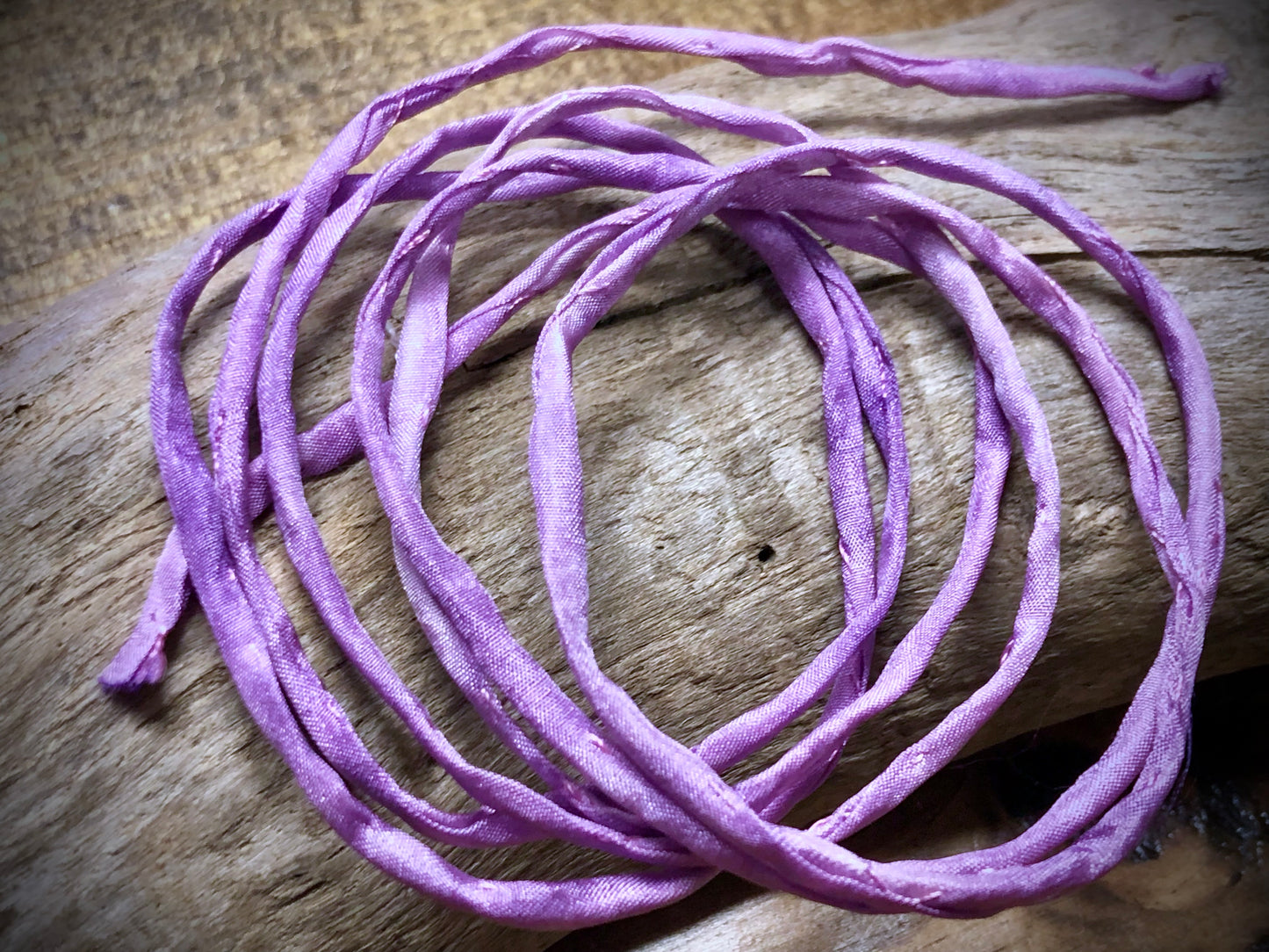 Tubular Stitched Silk Ribbon - Lavender