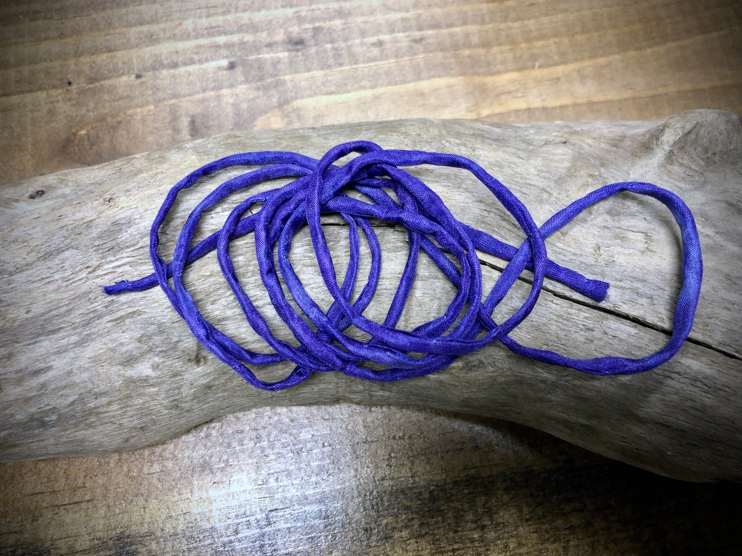 Tubular Stitched Silk Ribbon - Royal Purple