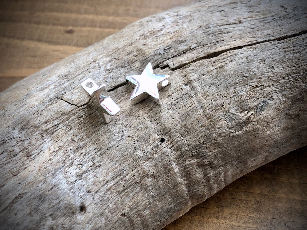 Silver Plated Bronze Large Star Bead