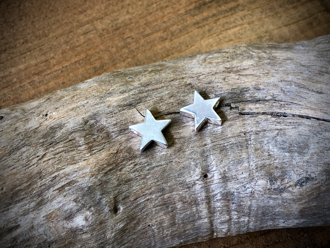Silver Plated Bronze Large Star Bead