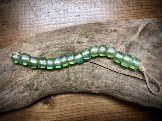 Vintage Czech Glass Pony Beads - Green - 4"