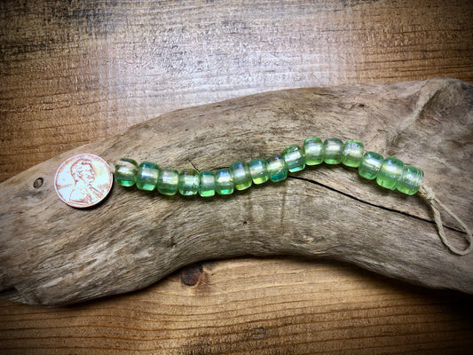 Vintage Czech Glass Pony Beads - Green - 4"