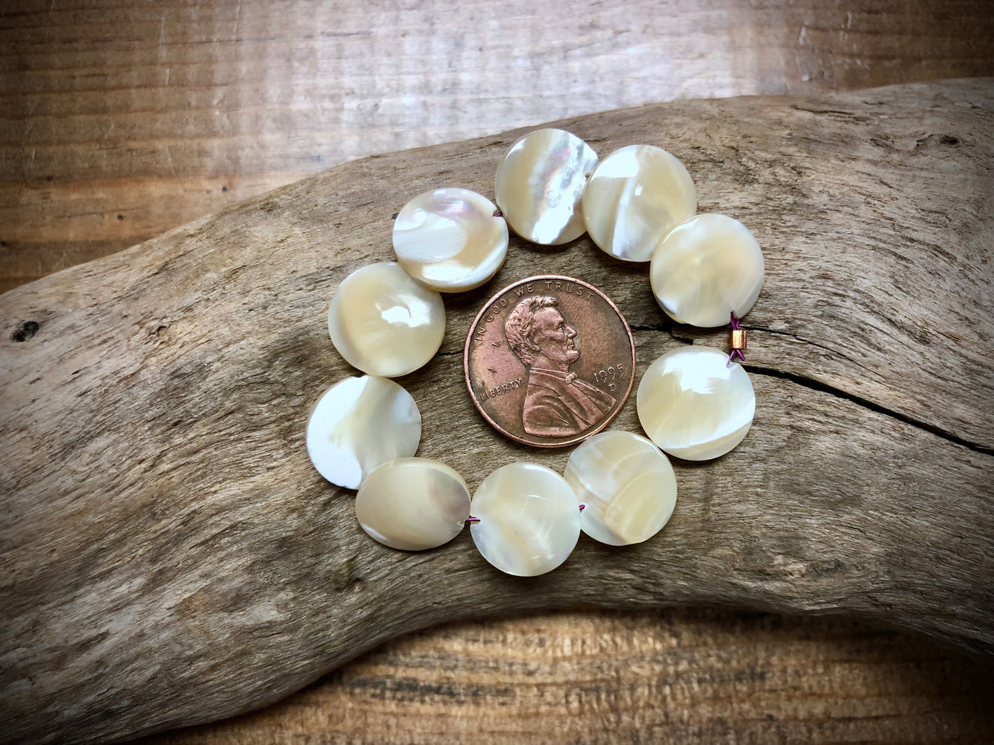 Vintage Mother of Pearl Coin Beads - 12mm