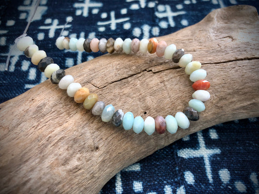 Black Gold Amazonite Faceted Rondelles Gemstone Bead Strand - 8mm - 7.5"