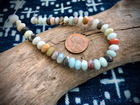 Black Gold Amazonite Faceted Rondelles Gemstone Bead Strand - 8mm - 7.5"