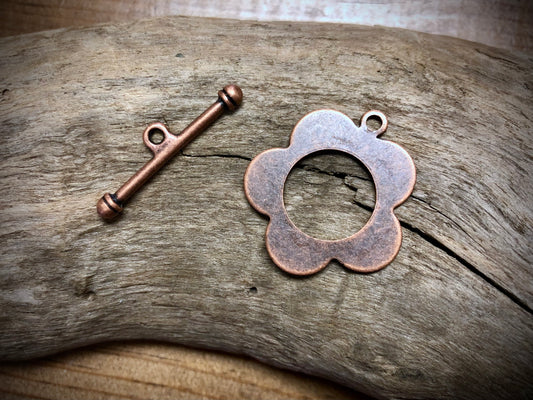 Flower Toggle Set - Antique Copper