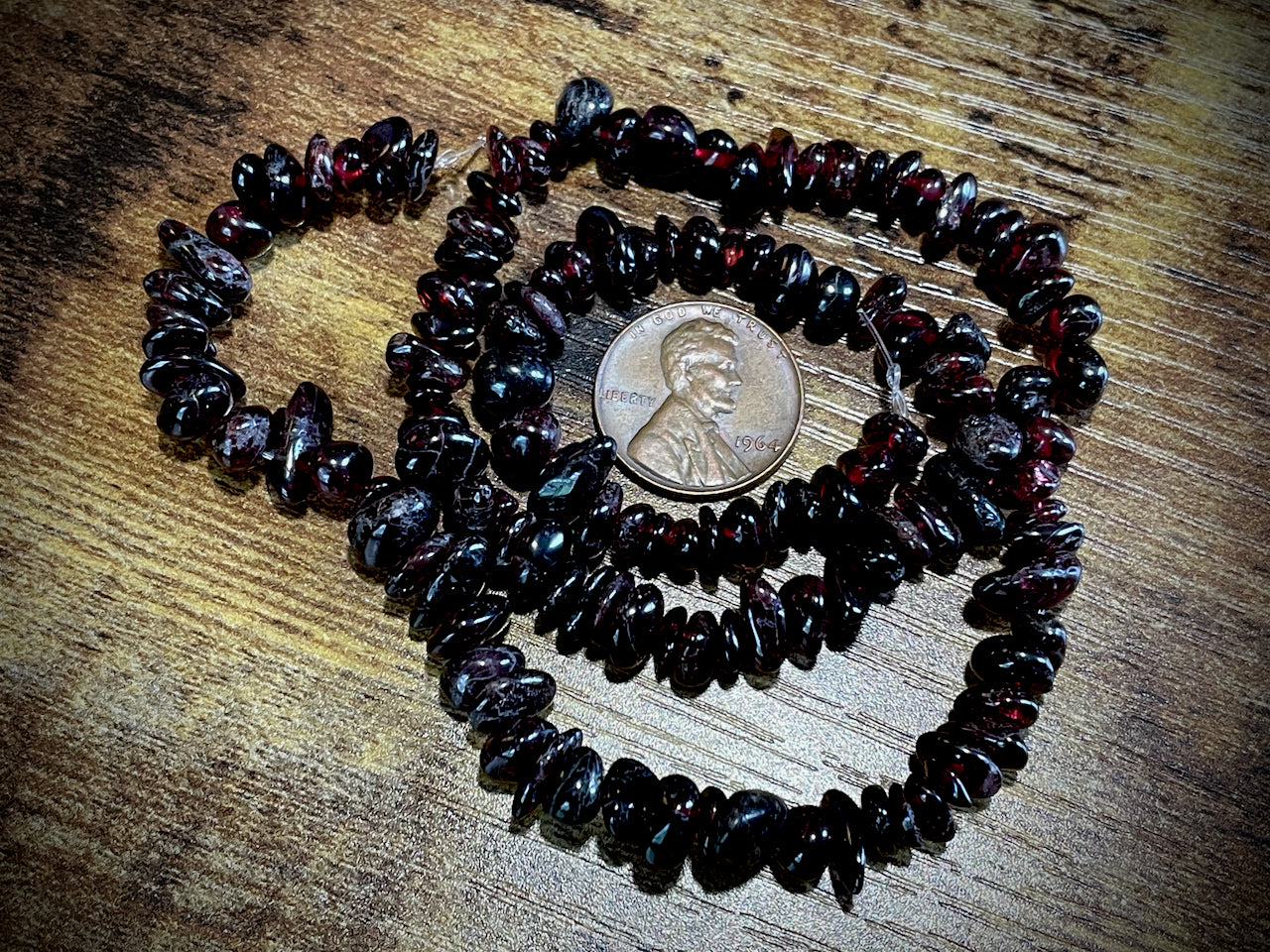 Strand of Garnet Pebble Beads
