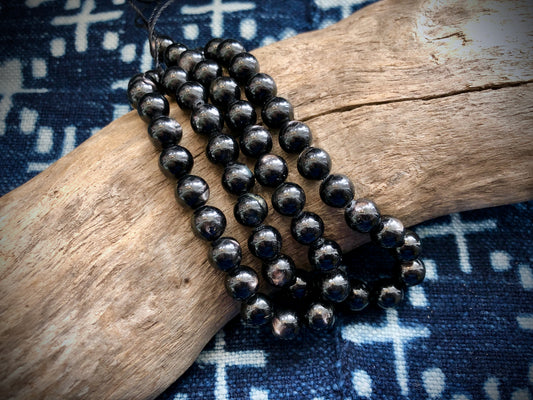 Galaxite/Hypersthene 8mm Rounds Bead Strand - 15"