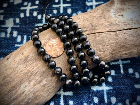 Galaxite/Hypersthene 8mm Rounds Bead Strand - 15"