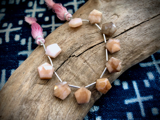 Pink Opal Faceted Hexagon Bead Strand - 11mm - 5.5"